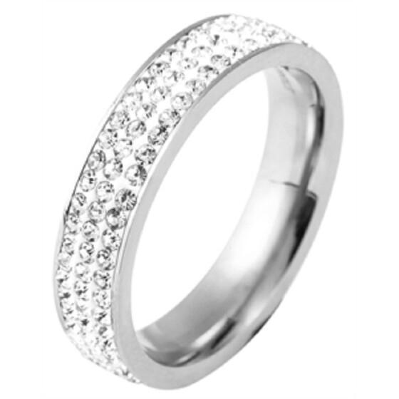 Damenring Fingerring Ring Edelstahl silberfarben Ringgröße 60 Steinbesatz