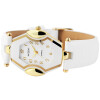 Damen Armbanduhr Analog Damenuhr Kunstlederband goldfarben weiß 3ATM