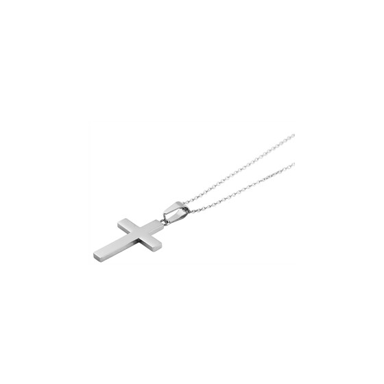 Edelstahl Damen Ankerkette mit Kreuzanhänger 45 cm Stärke 1 mm silberfarben Akzent 5010083-001