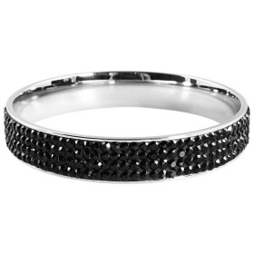 Armreif schwarze Steinchen Edelstahl silberfarbig Akzent...
