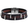 Akzent Lederarmband dreireihig Edelstahlelemente braun