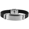 Lederbarmband schwarz Edelstahl Gravurplatte schwarz