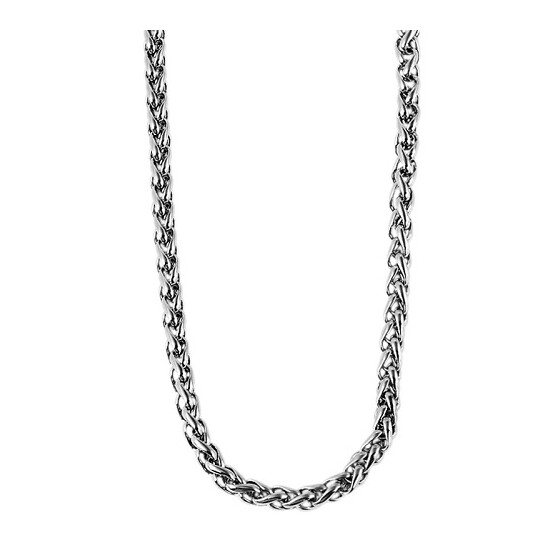 Edelstahl Damen Zopfkette silberfarben Länge: 60 cm / Stärke: 3 mm