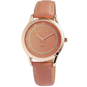 Excellanc 1900081-001 Analog Damenuhr Kunstlederband altrose