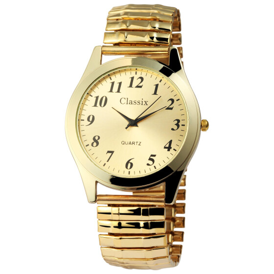 Classix 2700004-002 Analog Herrenuhr mit Metallzugband, goldfarben