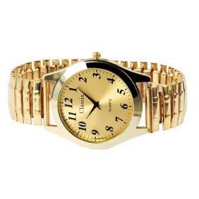 Classix 2700004-002 Analog Herrenuhr mit Metallzugband, goldfarben