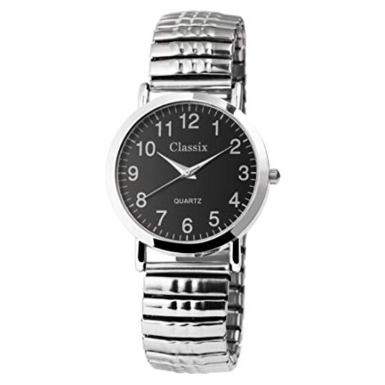 Classix 2700007-002 Herrenuhr mit Metallzugband, silber-schwarz
