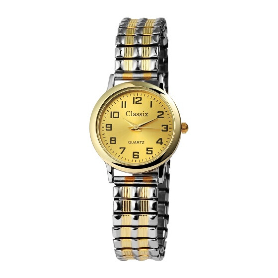 Classix 1700011-001 Analog Damenuhr Metallzugband bicolor