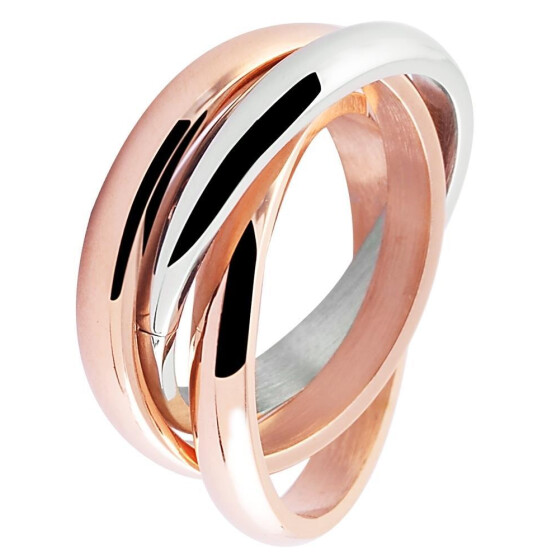 Damen Ring Edelstahl rosegold- und silberfarben Ringgröße 56 Akzent