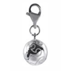Edelstahl-Charms Anhänger Kugel Puzzle silberfarben