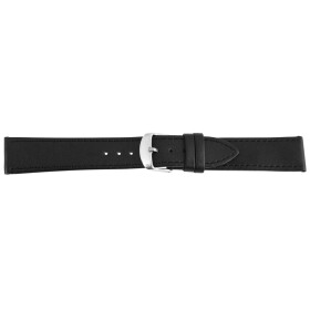 Basic Leder Armband Uhrenband schwarz glatt flach 16 mm Stegbreite