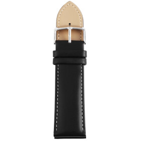 Basic Leder Armband schwarz glatt gepolstert weiße Naht Stegbreite 22 mm