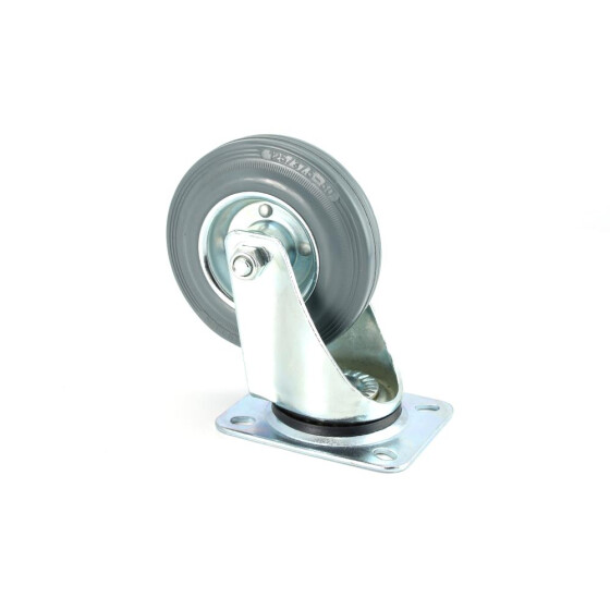 Lenkrolle 125 x 37.5mm 140 kg Traglast grauen Gummi spurlos Werkzeug Eisenwaren Wheeltech 9111125