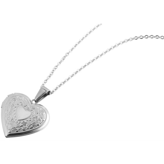 Akzent 5010095-002 Edelstahl Damenkette 43 cm / 1 mm - silberfarben Herzmedaillon