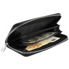 Damen Geldbörse Kunstleder 19 x 10 cm schwarz Sterne silber mit Glitzer
