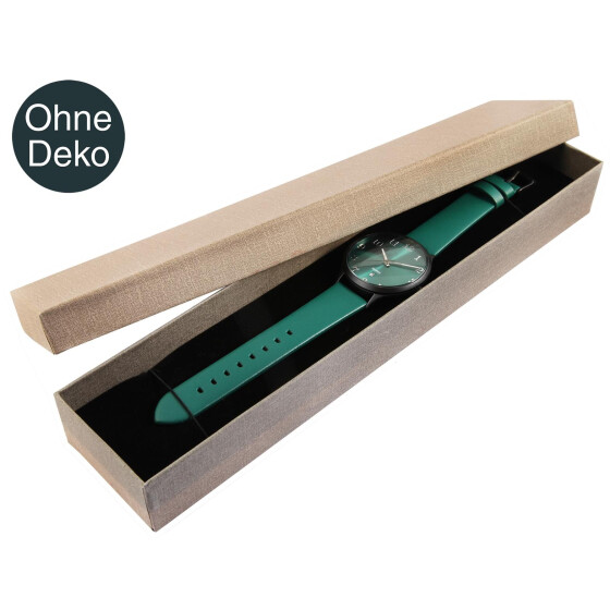 Uhren- und Schmuckbox aus Pappe 30 x 6,5 x 3,5 cm  dunkelgrau