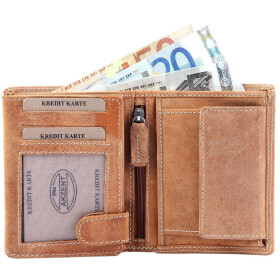 Akzent 3000179-003 Herren Geldbörse aus Echtleder Format 9 x 12 cm RFID Braun