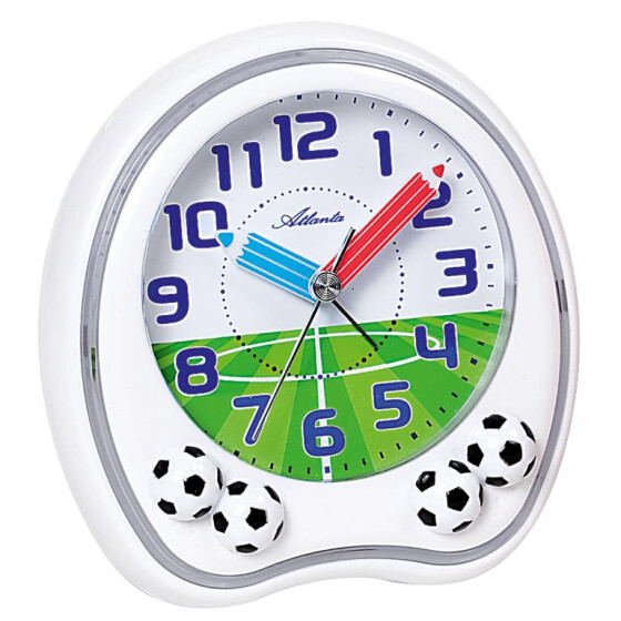 Kinderwecker weiß Fußballmotiv Analog - Quarzwerk Melodie Atlanta 1719/0F