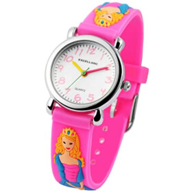 Kinderuhr rosa Prinzessin Motiv Aufdruck auf Silikonband Analog