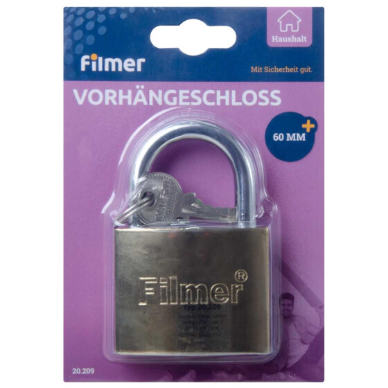 Vorhängeschloss HQ 60mm 3 Schlüsseln Werkstatt Schlösser Filmer 20209