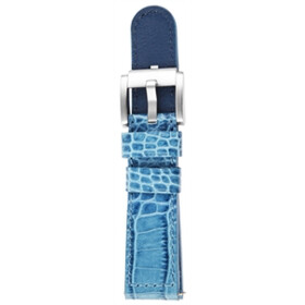 TW Steel Echt Leder Uhrenband in blau - 22 mm breit - silberne Schließe