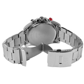 Herrenuhr Edelstahl Gliederarmband silberfarben Chronograph Ziffernblatt schwarz
