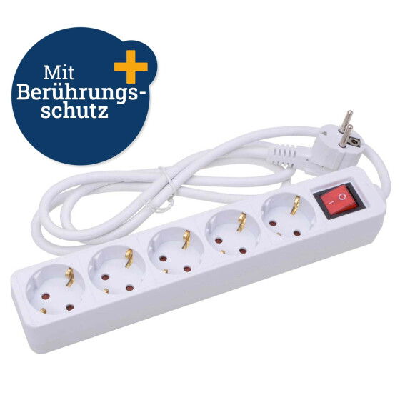 5er Schalter Steckerleiste Innenraum Kabellänge 1,4m Haushalt Elektrobedarf Steckdosen Filmer 20850
