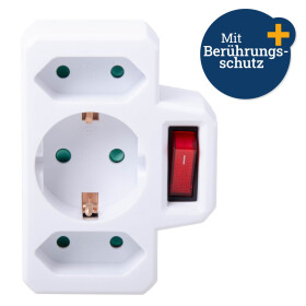 3-fach Schutzkontakt Euro Schalter Steckdose weiß...