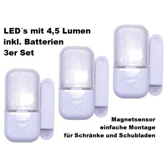 LED Schranklicht 3er Set Batteriebetrieb Haushalt Elektro Beleuchtung Filmer 20994