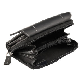 Damen Geldbörse Leder Ziege schwarz  BIG 14 x 9 x 5...