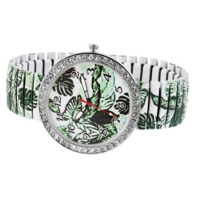 Damenuhr Armbanduhr Zugbanduhr grünweiß...