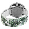Damenuhr Armbanduhr Zugbanduhr grünweiß Blättermotiv Analog Steinbesatz