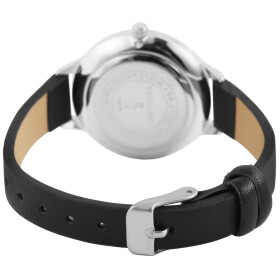 Damenuhr Analog Armbanduhr Kunstleder schwarz Quartzwerk