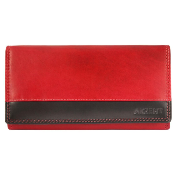 Akzent 3000107-002 Damen Geldbörse aus Echtleder 18 x 10 cm rot-braun