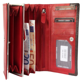 Akzent 3000107-002 Damen Geldbörse aus Echtleder 18 x 10 cm rot-braun