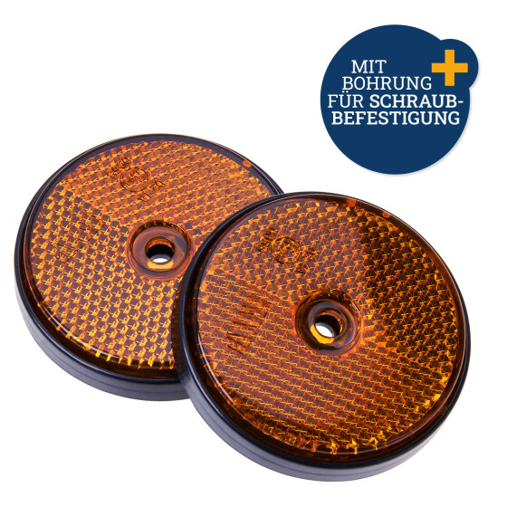 Anhänger Reflektor rund orange 2er-Set zum Anschrauben Auto Anhängerzubehör Filmer 36500