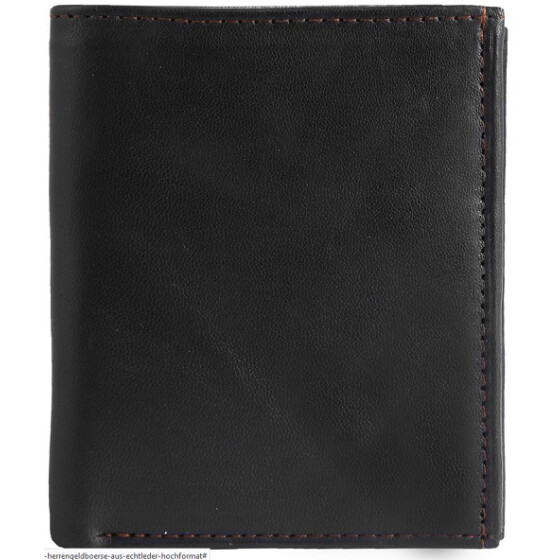 Unisex Ledergeldbörse schwarz 10 x 12 cm Hochformat Gelschein- Kleingeld- Kartenfach