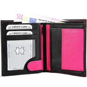 Monopol 3000166-004 Unisex Geldbörse Echtleder schwarz/ pink 10 x 12 x 3 cm Hochformat