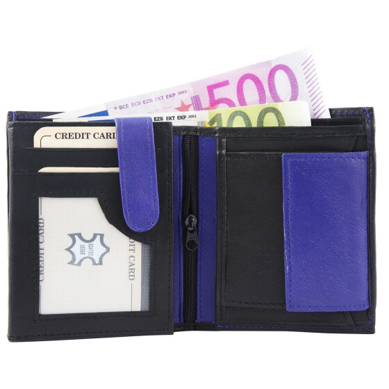 SteinMeister Herren Geldbörse aus Echtleder 10 x 12 cm schwarz-blau