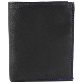 SteinMeister Herren Geldbörse aus Echtleder 10 x 12 cm schwarz-blau