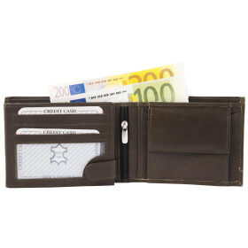 Herren Geldbörse Leder 12,5  x 9,5 cm braun SteinMeister