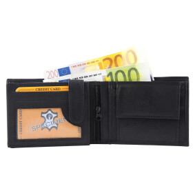 Herren Leder Geldbörse Querformat 12 x 9 cm schwarz...