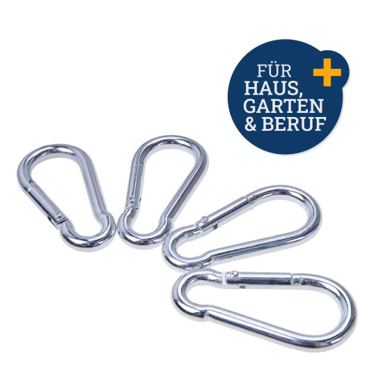 Karabinerhaken 4er-Set 8cm x 8mm Hobby Freizeit Werkstatt Eisenwaren Filmer 36537