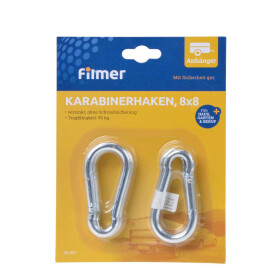 Karabinerhaken 4er-Set 8cm x 8mm Hobby Freizeit Werkstatt Eisenwaren Filmer 36537
