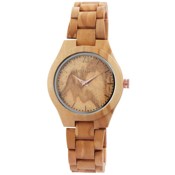 Excellanc 1800157-001 Damenuhr aus Holz in hellbraun - Analog