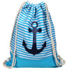 Rucksack Beutel Maritim Stoff Textil HELLBLAU 40 x 32 cm 65% Polyester 35% Baumwolle