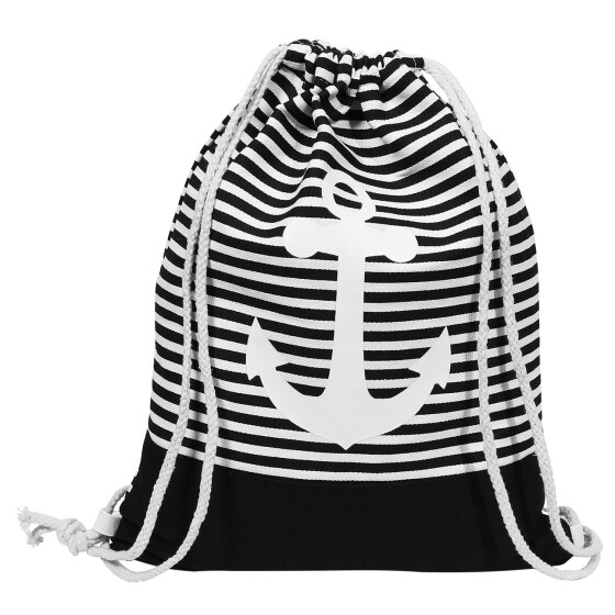 Rucksack Beutel Maritim Stoff Textil SCHWARZ 40 x 32 cm 65% Polyester 35% Baumwolle