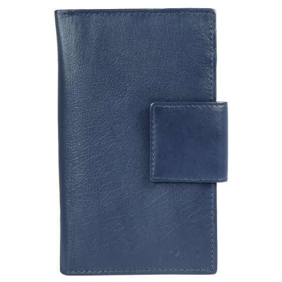 Damen Geldbörse blau Leder 16 x 10 x 2,5 cm Querformat Druckknopfverschluss