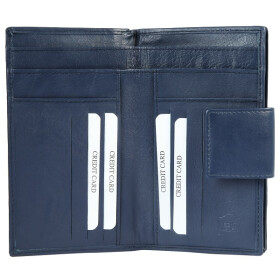Damen Geldbörse blau Leder 16 x 10 x 2,5 cm Querformat Druckknopfverschluss