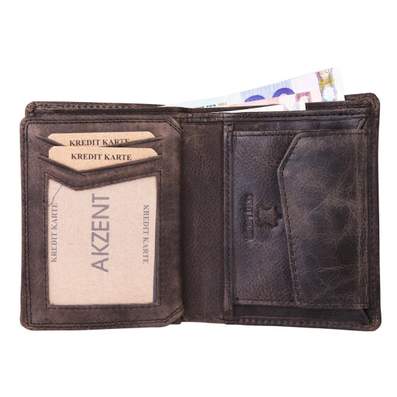 Akzent 3000257-001 Herrengeldbörse Echtleder RFID dunkelbraun 11,5 x 9 cm